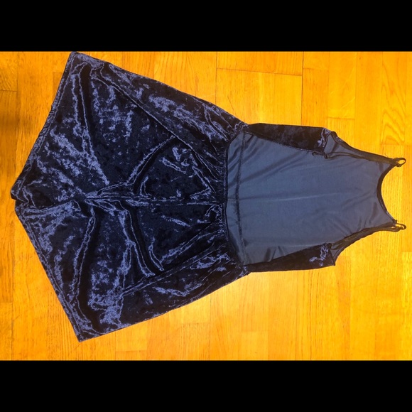Royal Blue Velvet Romper - Picture 2 of 2